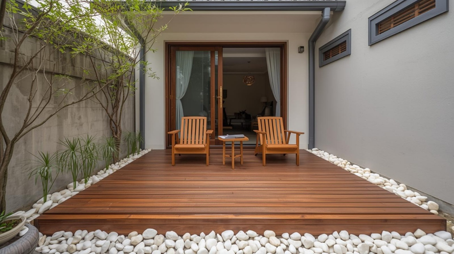 Desain teras rumah minimalis bergaya Zen Garden Terrace by Canva AI